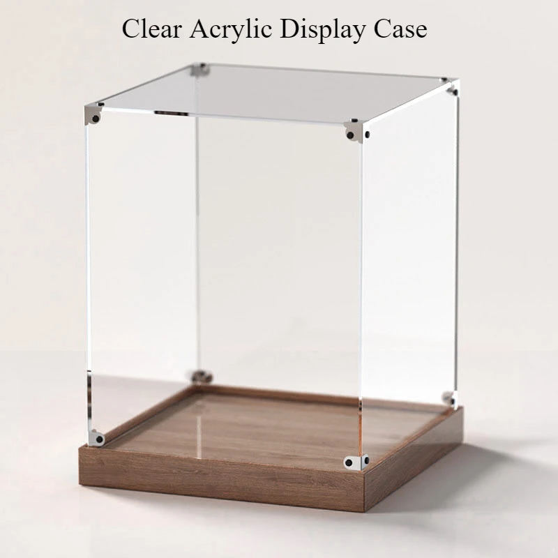 Akrylowe drewniane pudełko ekspozycyjne Organizer na blat Ochrona Rzemiosło Kolekcja Obudowa Pyłoszczelna prezentacja Model Przechowywanie zabawek Pudełko wystawowe