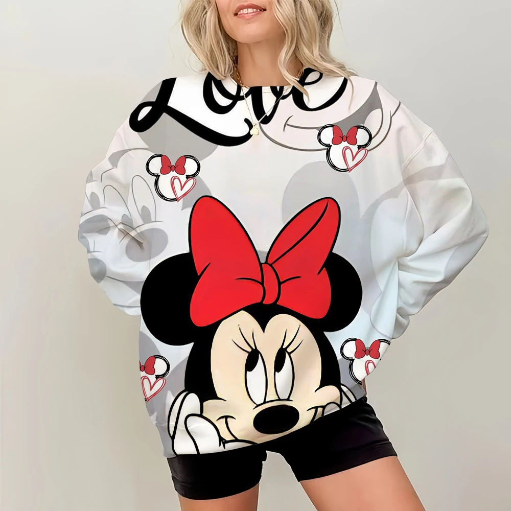 المرأة هوديس المرأة موضة هوديس ديزني ميكي ماوس طباعة البلوز هوديي المتضخم سوداديراس Harajuku معاطف أنيقة