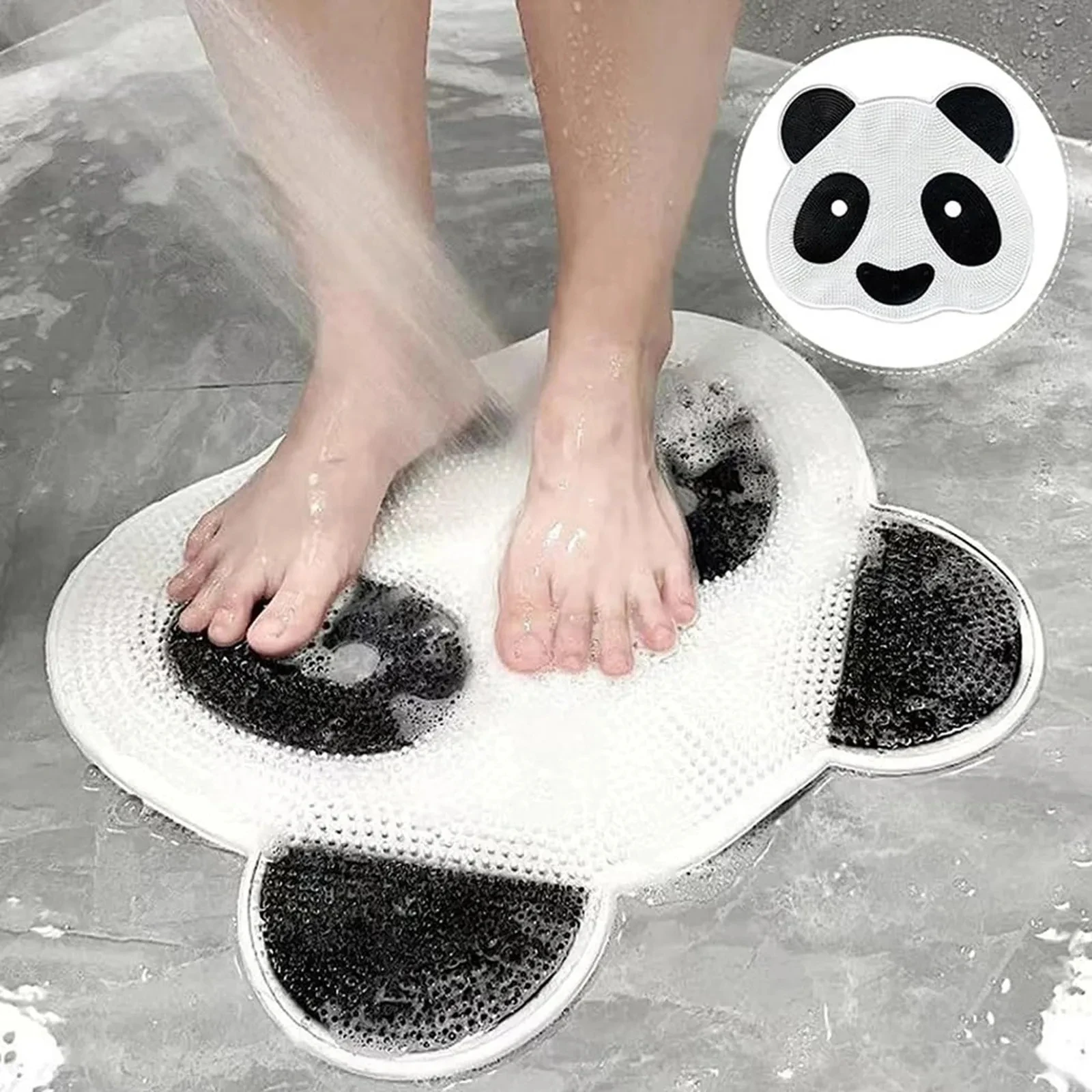 Panda Silicone Massage Pad Bathroom Anti Slip Bathing Back Rubbing Divine Instrument Foot Wash Dead Skin Shower Room Floor Pad