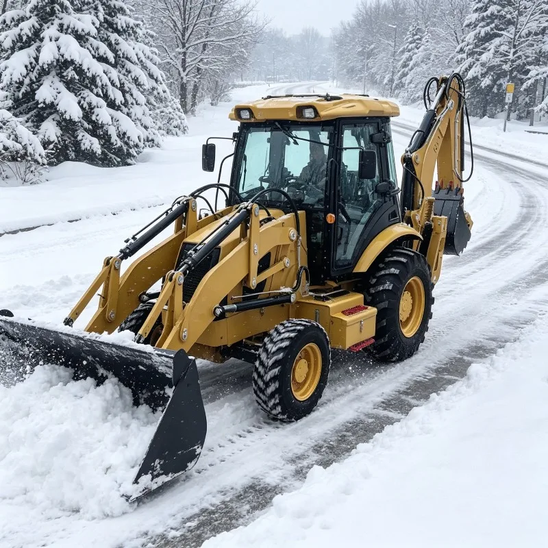 High Efficiency Backhoe Loader with Closed Cab Off Road Tires for Maintenance Building Foundation Rural Development Customized