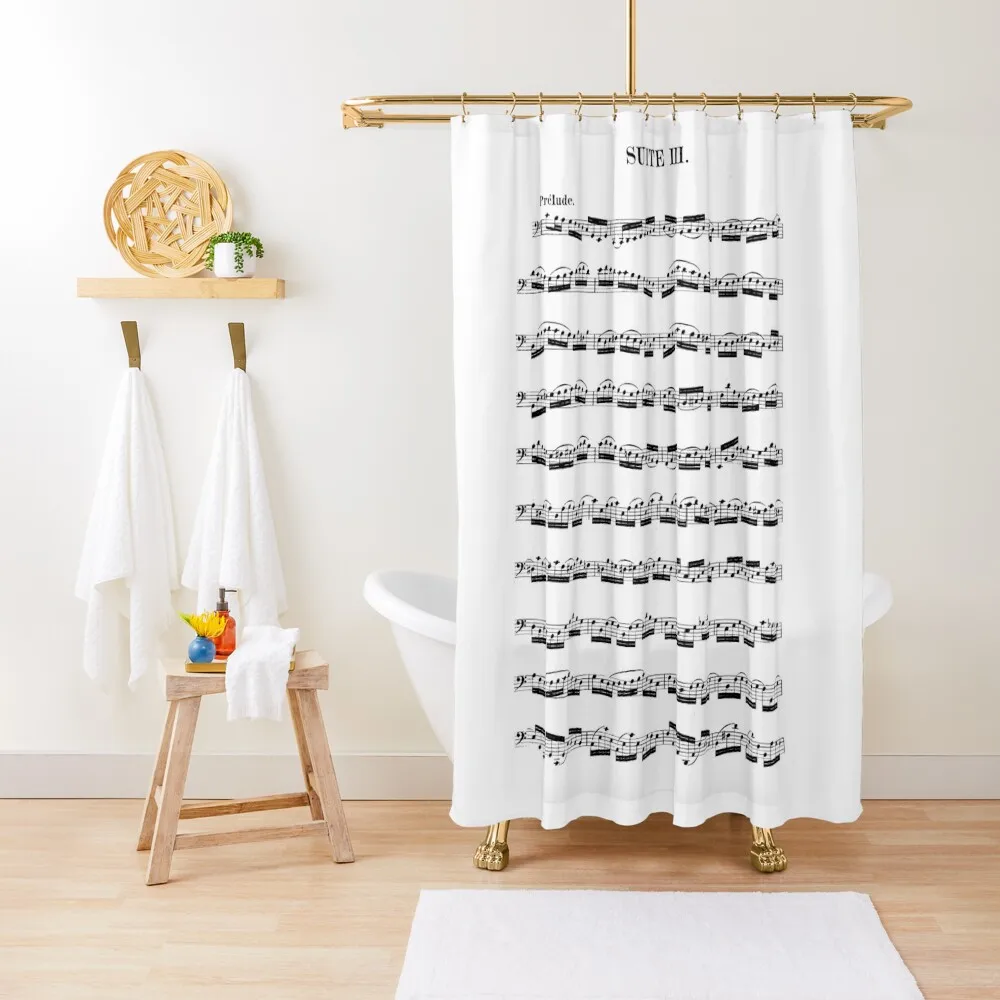 

Bach Cello Suite III Prelude Shower Curtain Bathroom Fabric Shower Bath Waterproof Fabric Bathroom Bathroom Decor Curtain