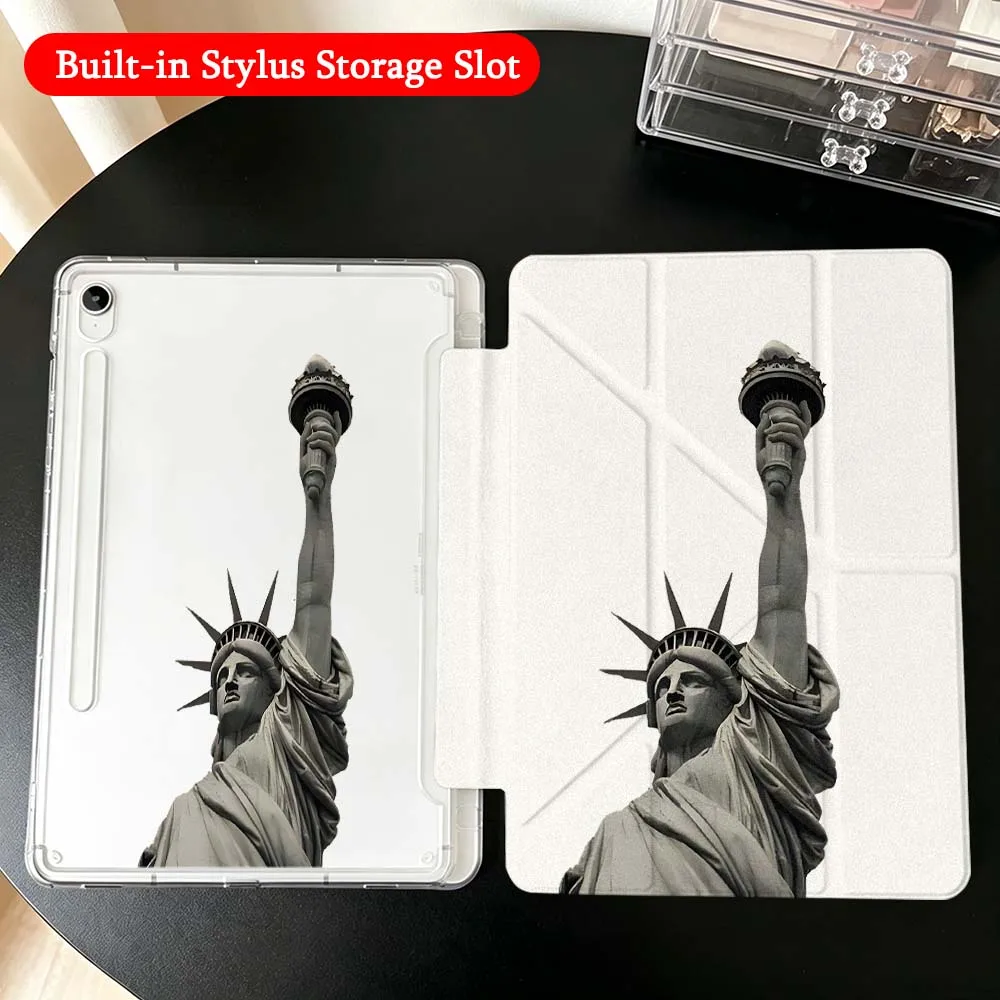 Colosseum New York Statue Case For Samsung Galaxy Tab A9 A8 A11 S6 S7 S8 S9 S10 FE Plus Lite Transparent Y-Shaped Folding Tablet