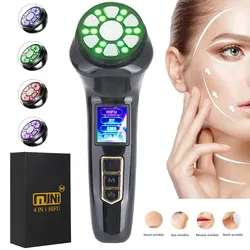 Mini HiFU 4 in 1 EMS Pulse RF Face LIfting Skin Rejuvenation Electric Current Tightening Firming Anti-Aging Led Beauty Device