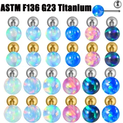 1PC Titanium Opal Jelly Labret Lip Stud Round Bead Top Externally Threaded Helix Ear Cartilage Tragus Body Piercing Jewelry 20G