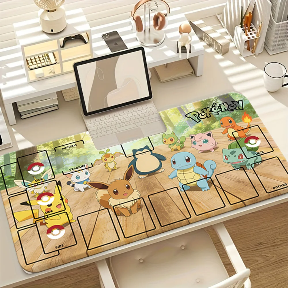 

Pokemon Kanto Starters & Friends Pikachu Eevee Snorlax TCG Playmat Gaming Mouse Pad with Zones Desk Mat