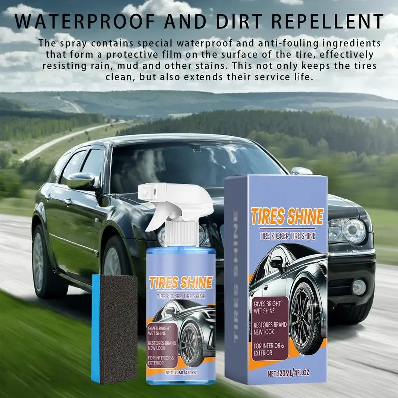 

Car Tire Shine Coating Spray 120ml Waterproof Car Tire Maintenance Wax Long-lasting Retreading Liquid Dirty-resistant For Tire