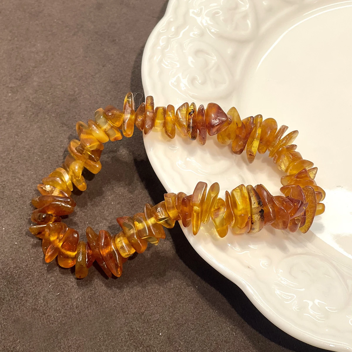 3x12mm Natural Yellow Amber Bracelet Irregular Scattered Loose Beaded for Women Men Jewelry Necklace Bracelet 18cm