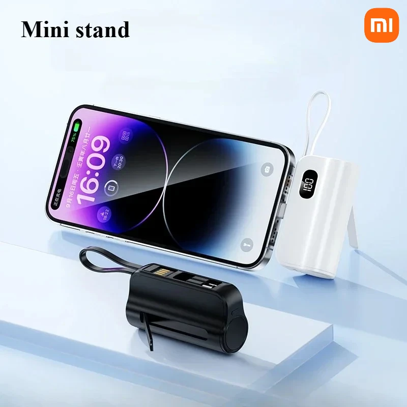 باور بانك صغير جديد من Xiaomi، بطارية محمولة بقدرة 10000 مللي أمبير في الساعة مع كابل شحن لهاتف iPhone Samsung Huawei