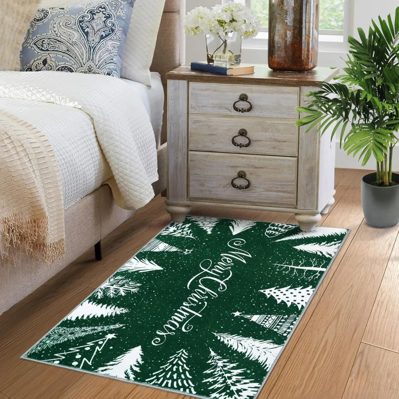 Christmas doormat indoor entrance decoration 61X90cm kitchen bathroom entrance flannel green floor mat