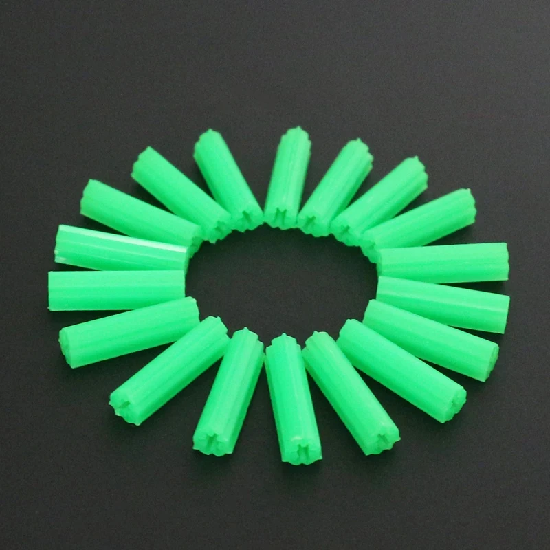 100/500PCS Plastic Expansion Pipe Green M6 M8 DryWall Plug Column Screw Anchor Expand Nails Self Drilling Home Pierced