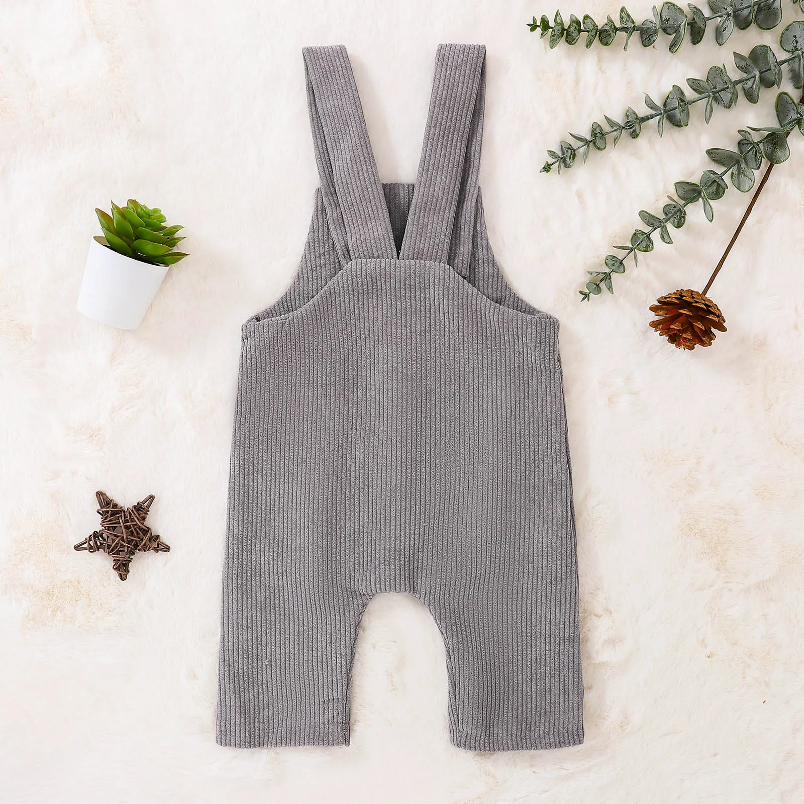 Toddler Boys Girls Sling Jumpsuit Corduroy Warm Overalls Spring Autumn Solid Color Sleeveless Suspender Fashion Pants 0-5Years