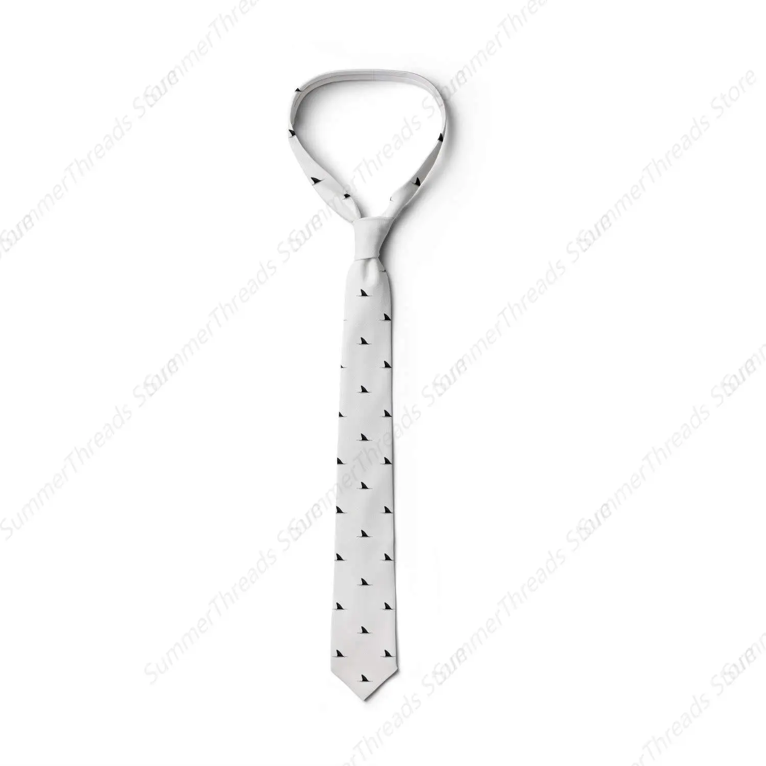 Black White Necktie, Wild Shark Fish, Dress Tie White Black