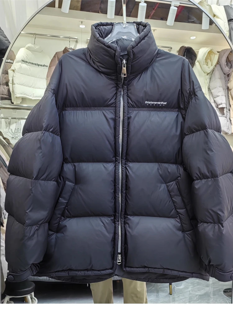 

2025 Winter New Down Jacket Women's Medium to Long Stand Collar Couple's Bread Jacket Thickened Loose White Duck Down Coat