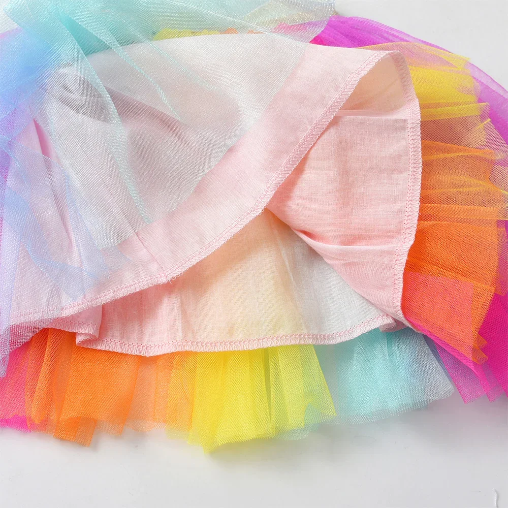 VIKITA Kinder-Rock, bunt, Regenbogenfarben, mehrfarbig, für Mädchen, elastisch, lässig, Schule, Alltag, Party, Prinzessin, Miniröcke, Kinderkleidung – Detail 6