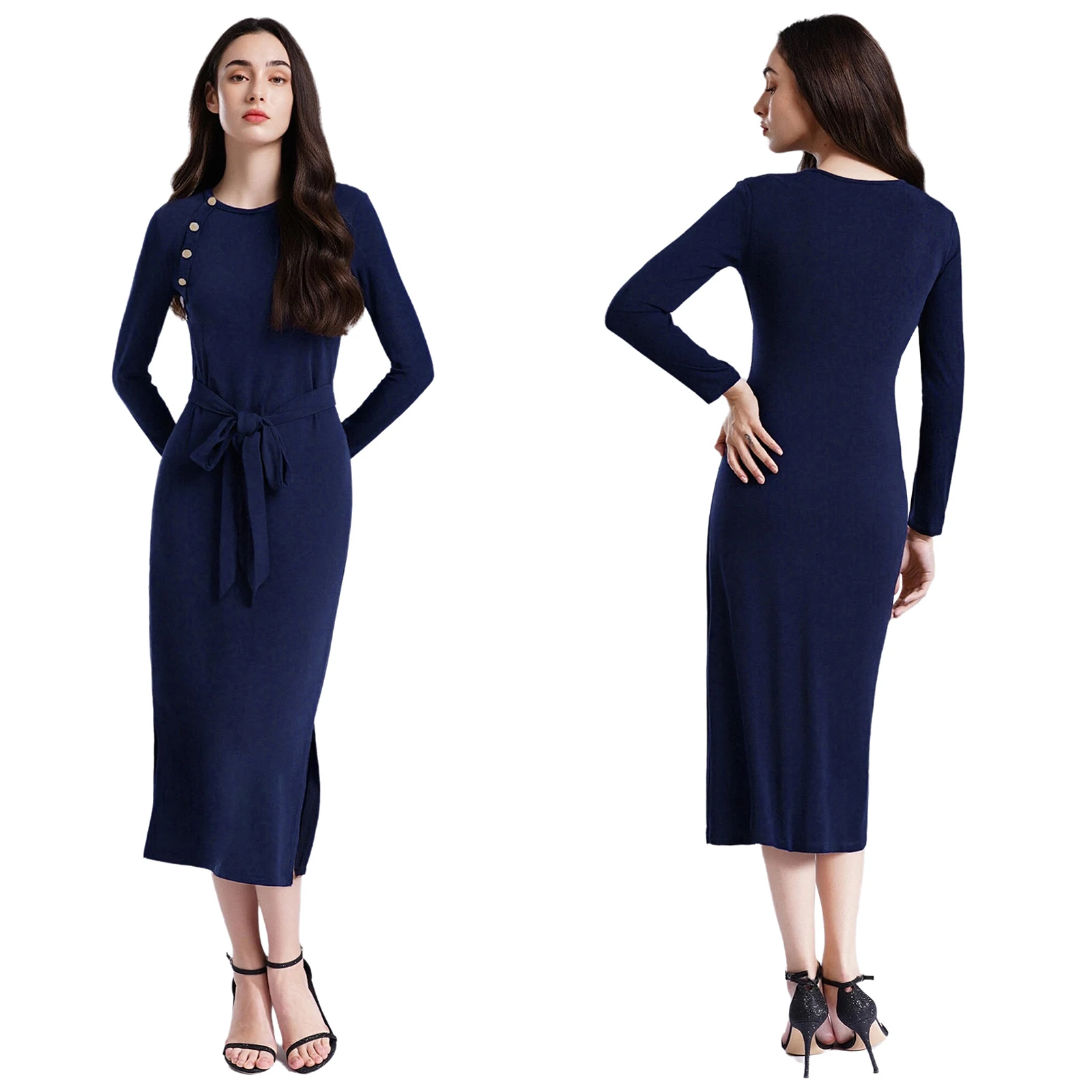 الأمومة فستان رضاعة كم طويل أزرار سبليت ميدي الرضاعة الطبيعية فساتين مأدبة حفلة عيد ميلاد ثوب الحمل ملابس حريمي #5