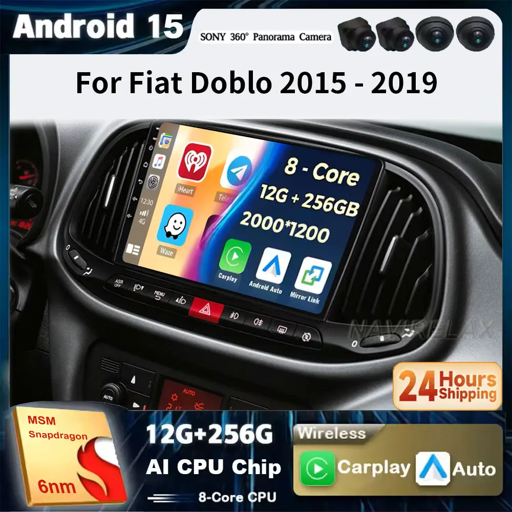 

Android 15 для Fiat Doblo 2015 2016 2017 2018 2019 2020 GPS Автомобильный радиоприемник Мультимедийный видеоплеер Стерео навигация Wi-Fi 5G Камера