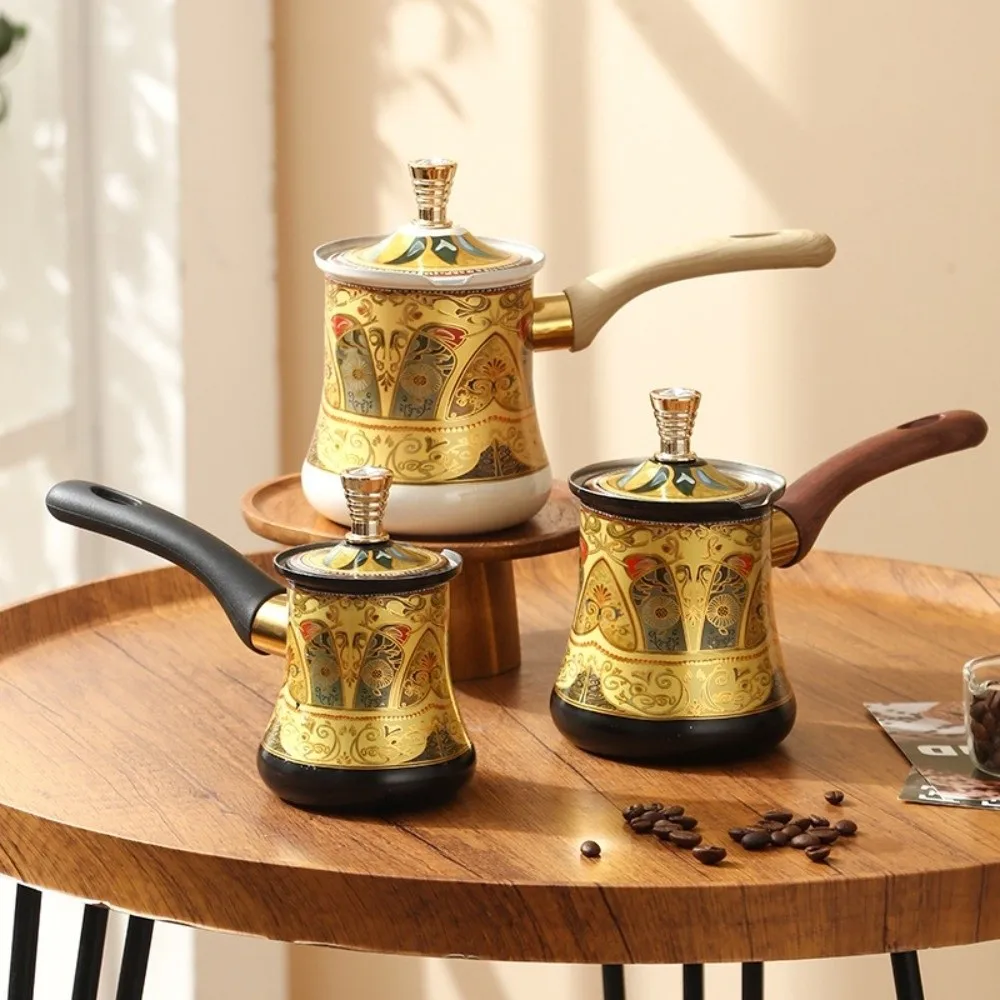 Stainless Steel Turkish Coffee Pot 350/550/720ml Portable Milk Tea Pot Long Handle Luxury Chocolate Melting Pot Porridge