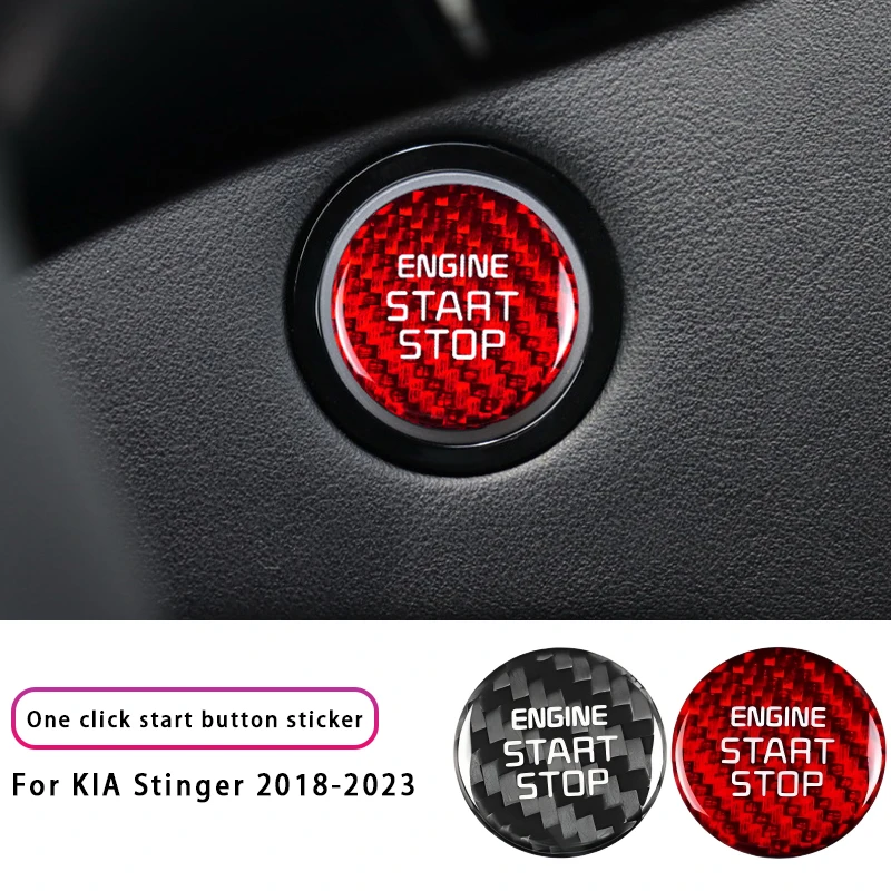 For KIA Stinger 2018-2023 Real Carbon Fiber Car Start Stop Engine Switch Button Cover Sticker Trim Auto Accessories