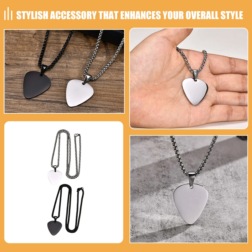 2 Pcs Pendants for Men Guitar Pick Cool Musical Instrument Bass Neck Chain Miss