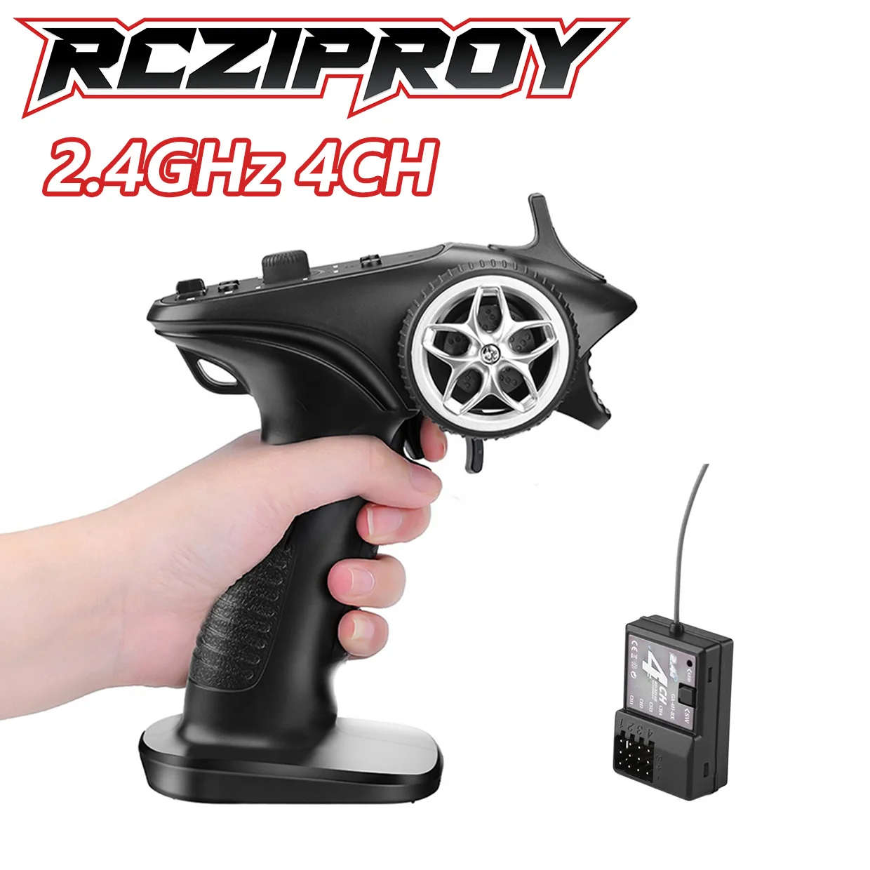 RCZIPROY TX4 2.4GHz 4CH Radio System Transmitter Controller Remote Control w/ Receiver For RC Car Boat