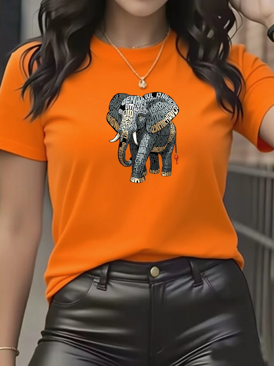 أزياء الصيف العلامة التجارية الفاخرة الفيل طباعة تي شيرت، الرجال والنساء القطن الخالص قصيرة الأكمام تي شيرت، قمة للجنسين.