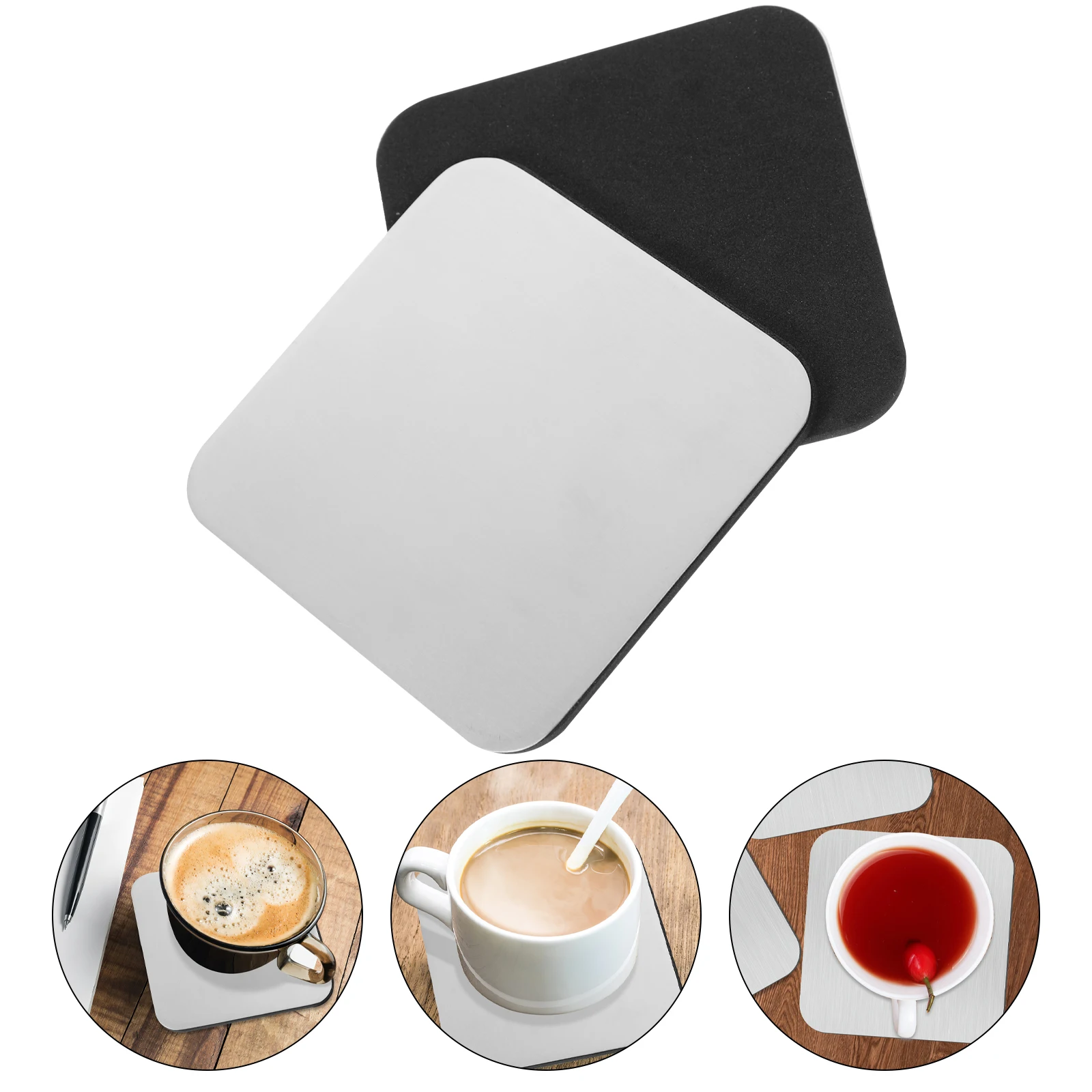 

5pcs Stainless Steel Coaster Reusable Saucers Hot Drink Housewarming Gift Cup Mats Round Non Slip Oil Proof Kitchen Dining