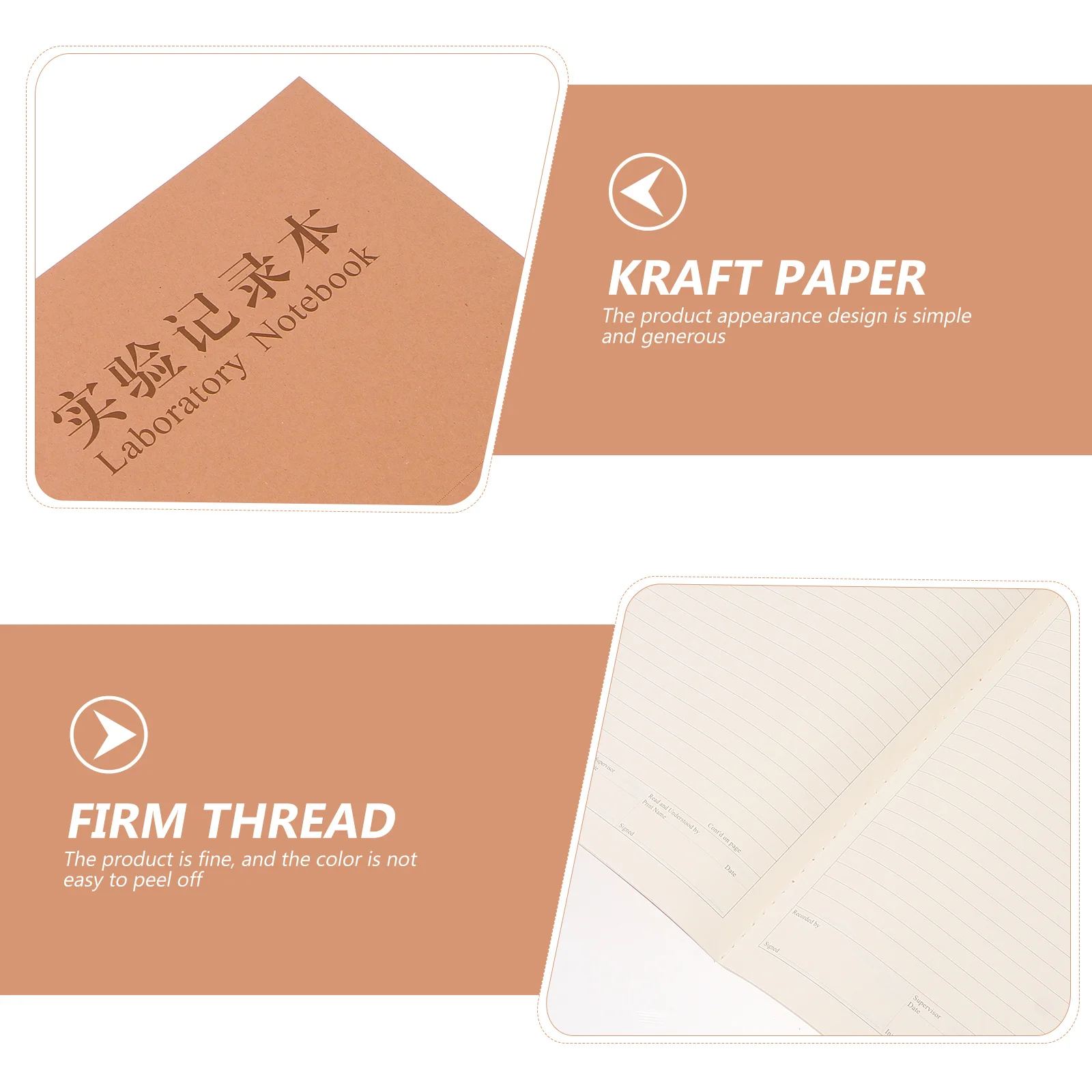 Cuaderno de laboratorio, Bloc de escritura de papel Kraft, Material Natural grueso resistente a la decoloración, libro de conteo seguro, química de investigación