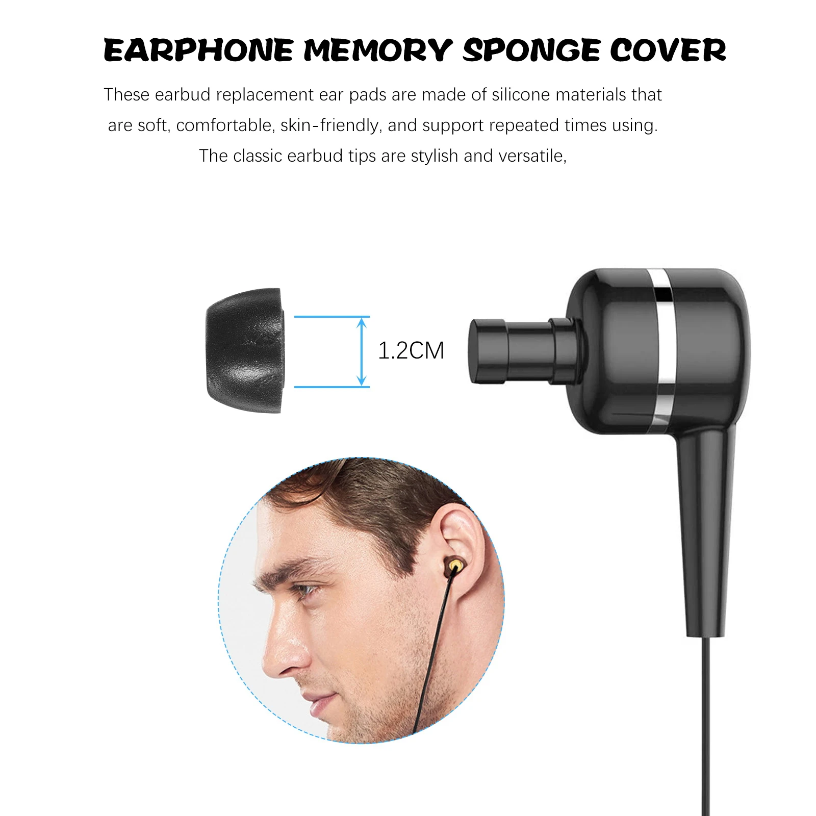 

4Pcs Memory Foam Earbud Tips Silicone Replacement Ear Pads Soft Comfortable Earbud Covers Earphone Accessories