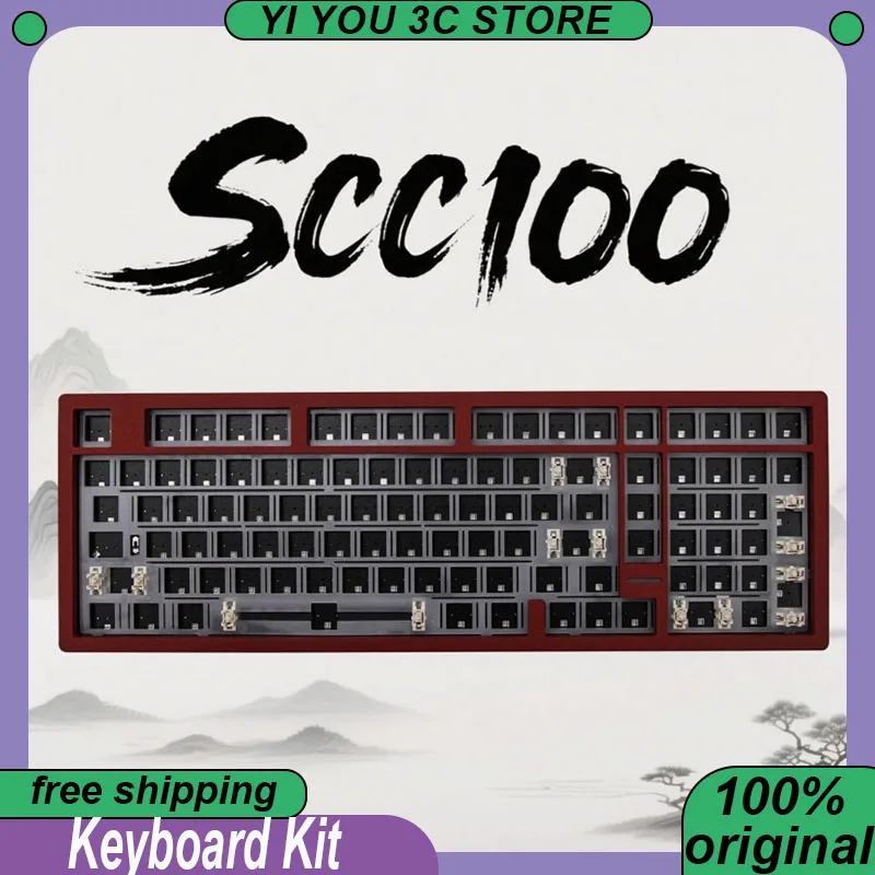 

SCC100 Mechanical Keyboard Kit Wireless Tri-mode DIY Switch Hot Swap Quick Release 8000mAh Aluminum Dynamic RGB Keyboard Kits