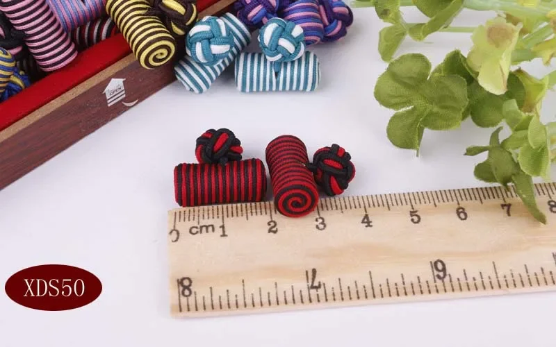 1pcs Cylindrical Button Braided Handmade Elastic Silk Cuff Links for Men Custom