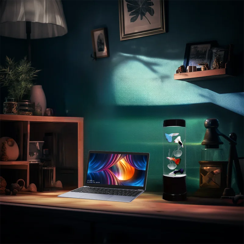 Desktop fish tank LED remote control color changing aquarium light 8-color water circulation ornamental fish tank night light