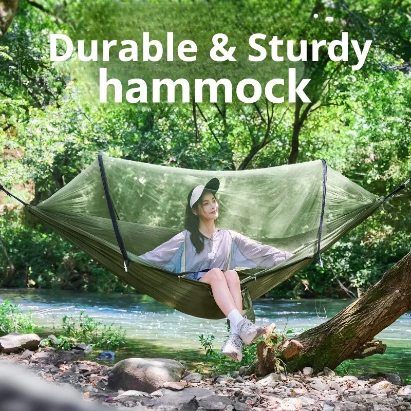 

Portable Outdoor Camping Hammock Large Space Foldable Mosquito Net Hammock Multifunctional Lightweight Camping Equipment