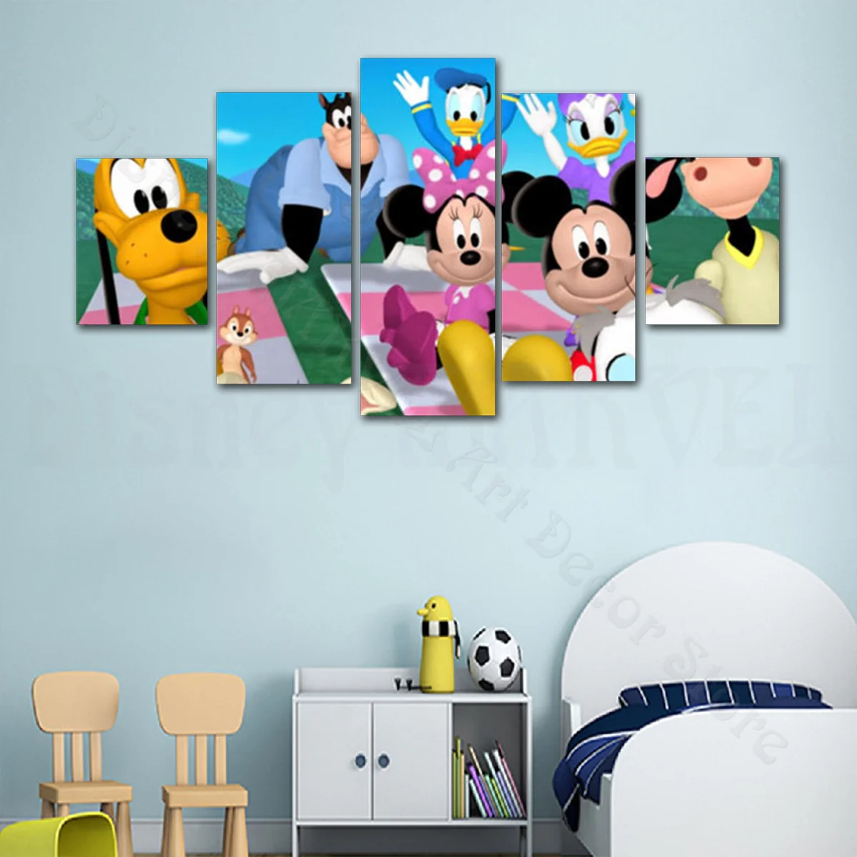 5Pcs Posters Disney Mickey Mouse & Donald Duck Canvas Paintings Hd Printing Pictures for Living Room Home Decor No Frame