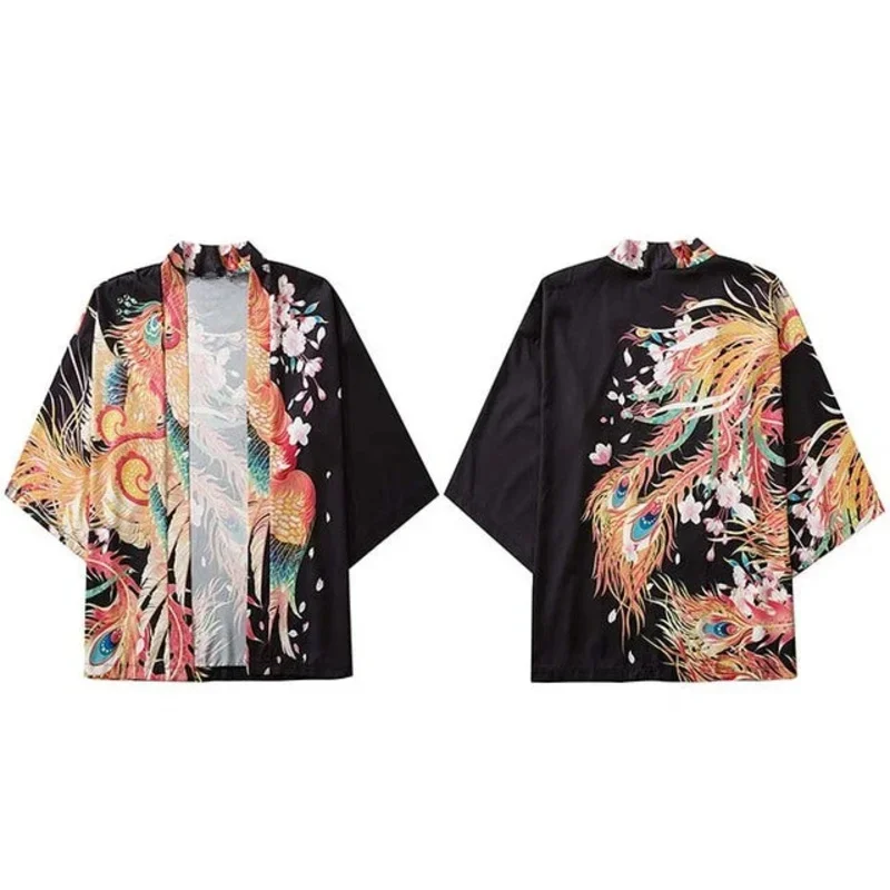 Japanese Geisha Print Haori Kimono Cardigan Men Women 3D Print Loose Yukata Cosplay Streetwear Jacket