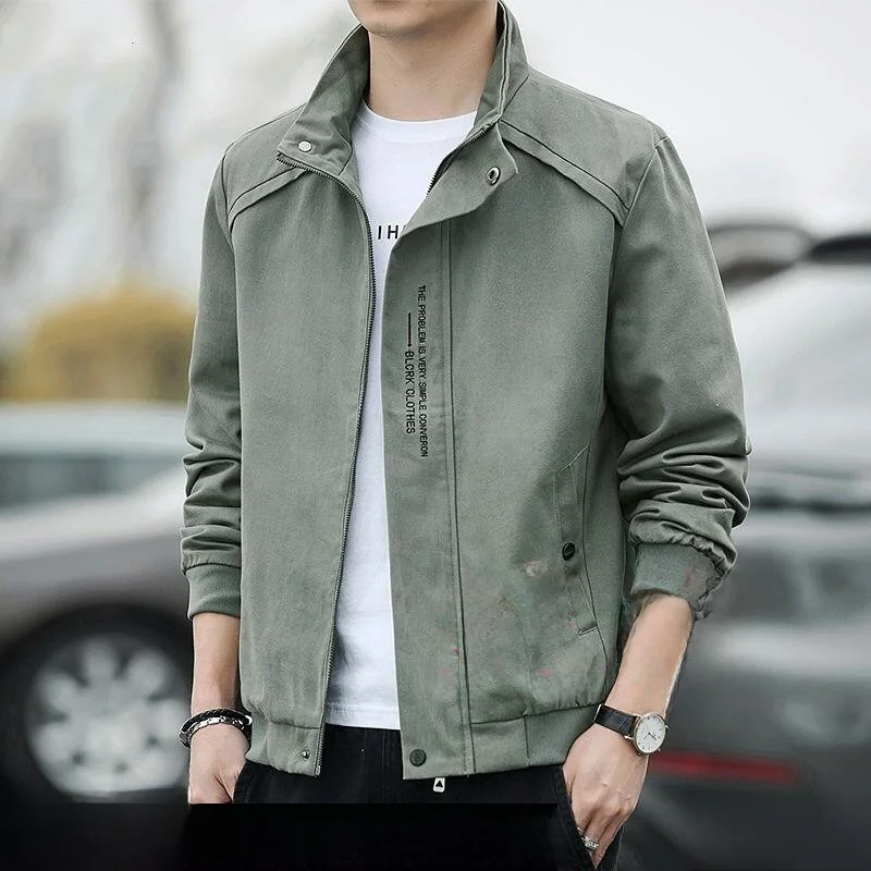 

Мужская повседневная куртка из чистого хлопка с флисовой подкладкой, весна-осень, с воротником-стойкой, теплая, дышащая, модная, в городском стиле