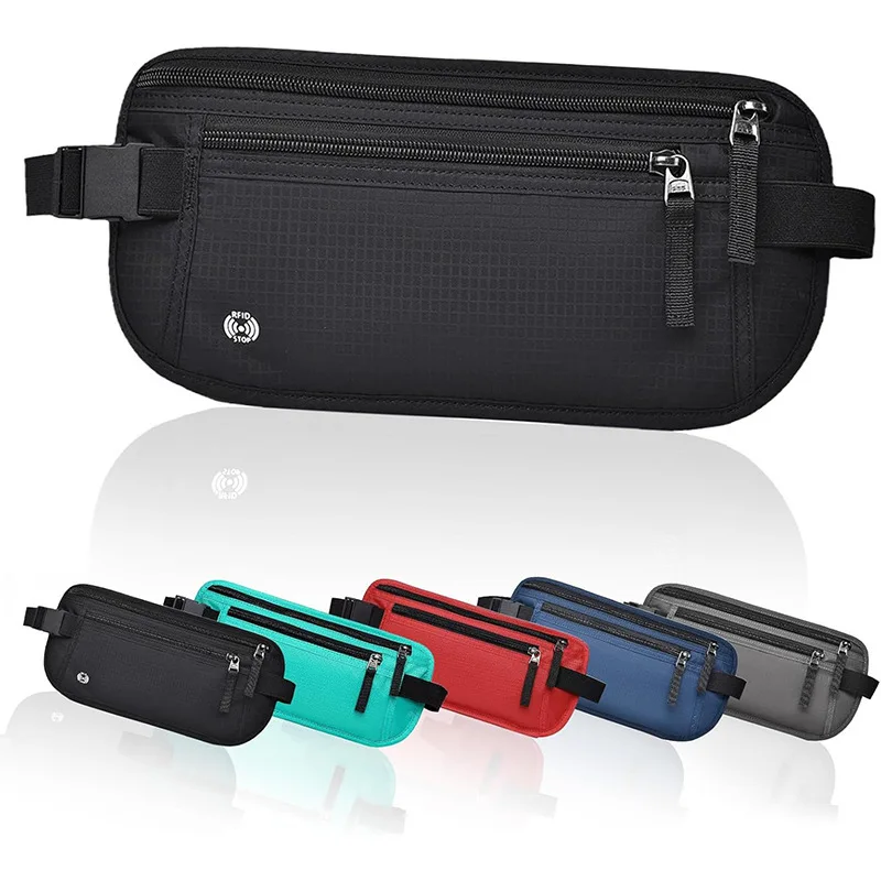 Invisible Travel Waist Pack Pouch for Passport Money Belt Bag Hidden Security Wallet Outdoor Sports Jogging Chest Pack Waist Bag