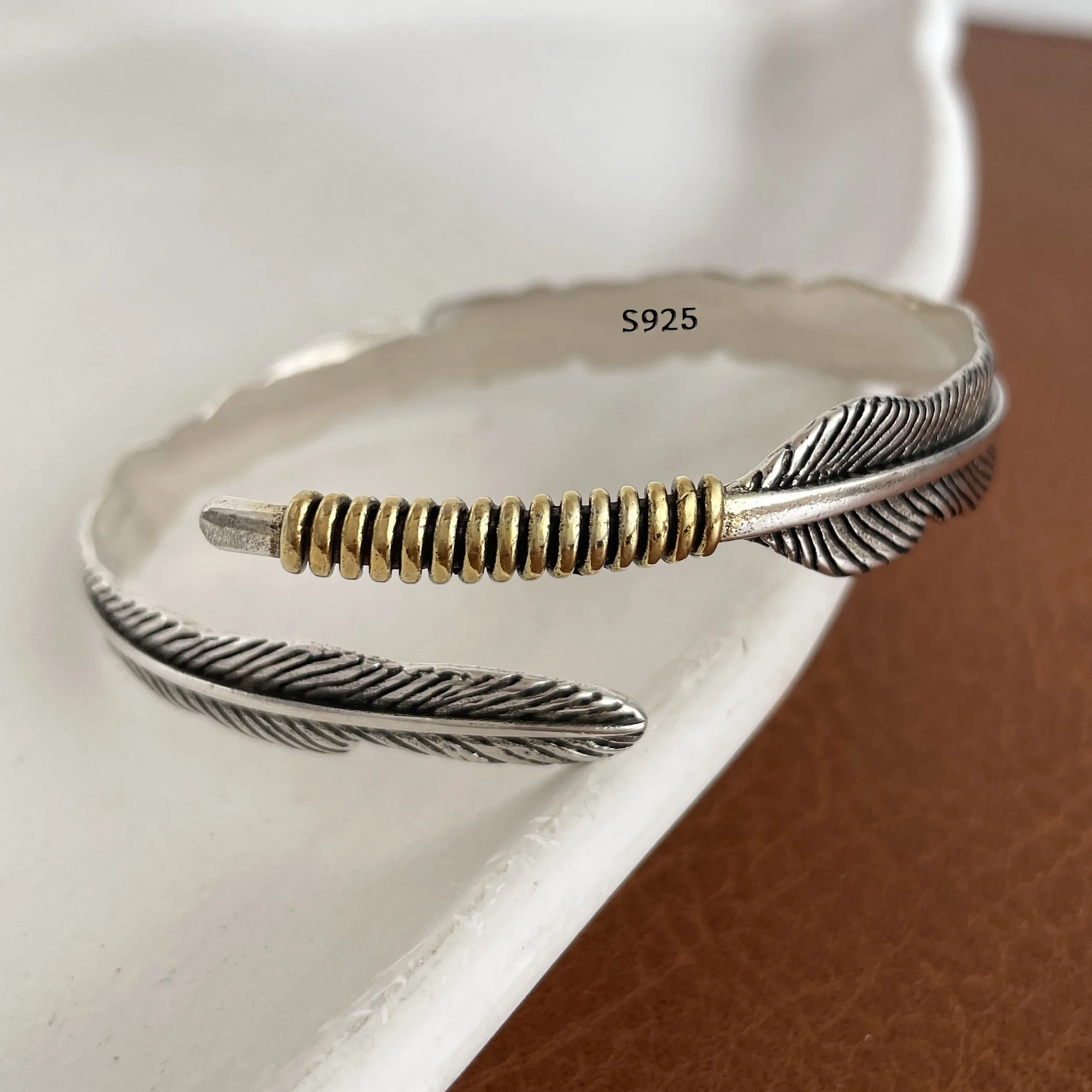 100 % massives 925er Sterlingsilber-Metallarmband für Damen, Vintage, handgefertigt, schlicht, Retro-Kette, Herz-Armband, Geburtstagsgeschenk, Party