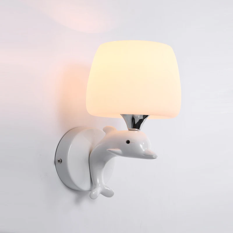 

European Style Wall Lamps Originality Art Dolphin Design Wall Light Bedroom Bedside Table Study Restaurant Home Decor Lighting