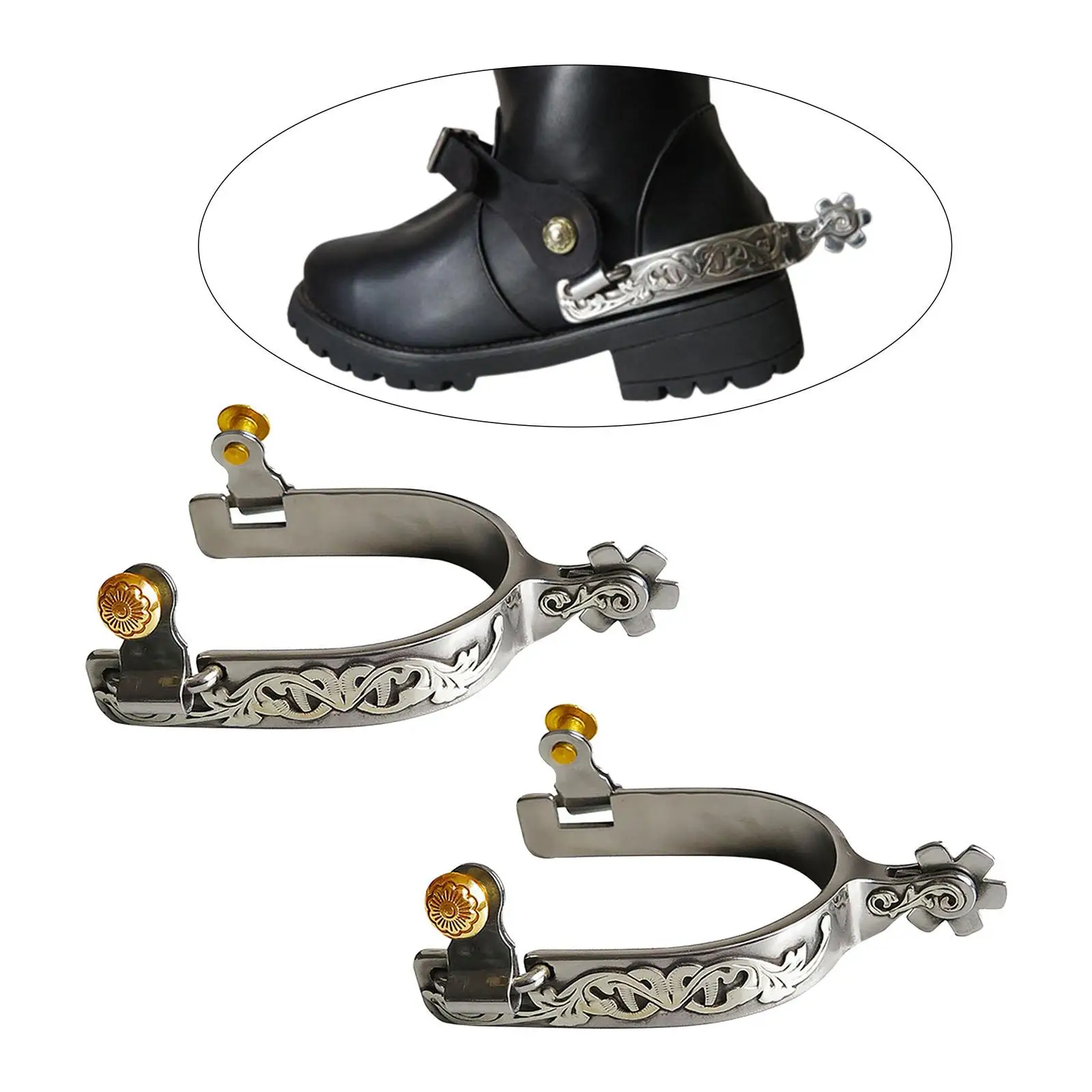 

2 Pieces Horse Horse Boot Decoration with Rotatable Gear Antique Western Cowboy