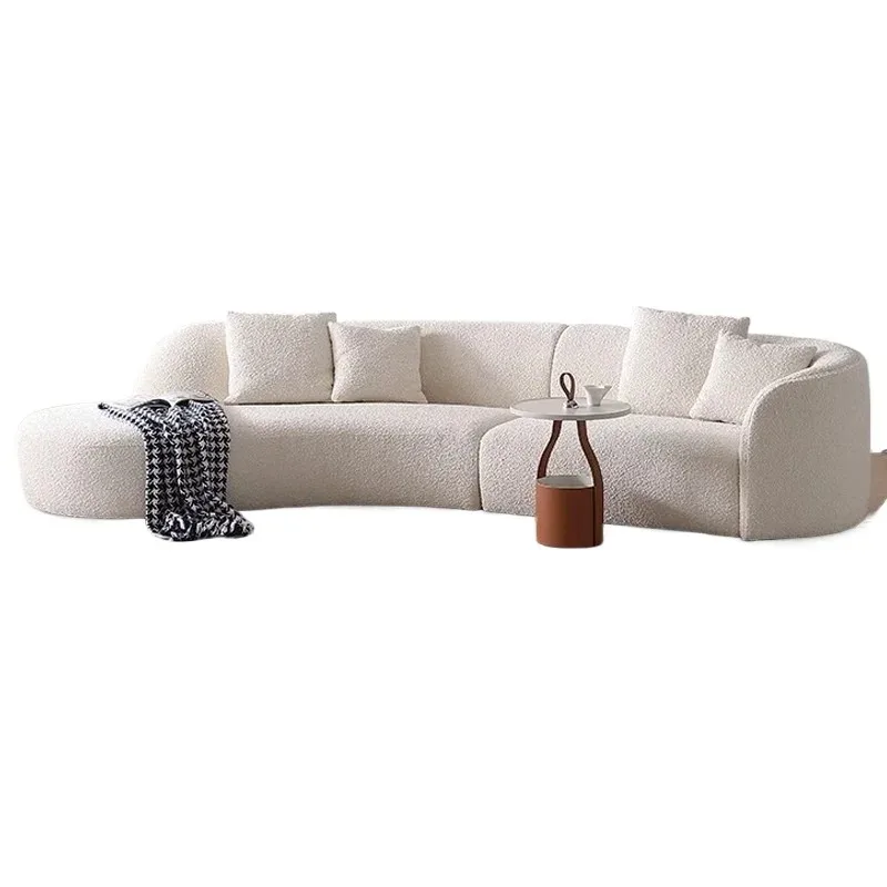 Curved sofa clothing store beauty salon Italian minimalist fabric combination special-shaped light luxury style