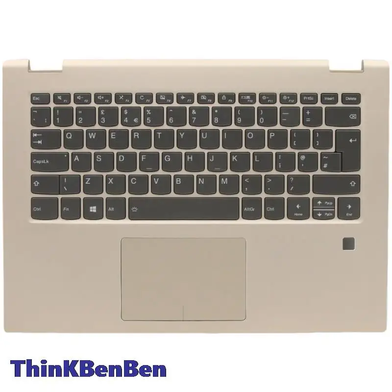 UK English Keyboard Golden Upper Case Palmrest Shell Cover For Lenovo Yoga 520 14IKB Flex 5 1470 5CB0N67441