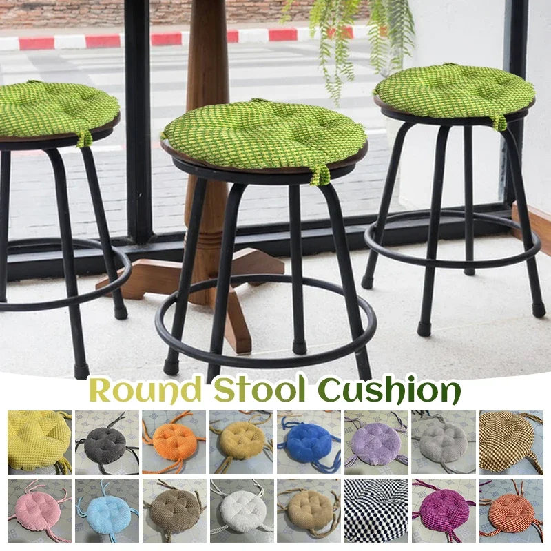 Cojín de taburete redondo grueso, cojines de silla de algodón antideslizantes color puro Simple, decoración del hogar, silla
