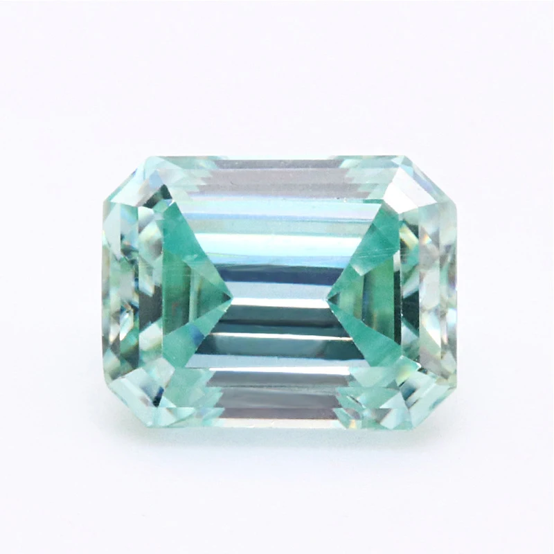 Blue Green Color Emerald Cut Moissanite Loose Stone Certified VVS1 Geometric Moissanite Diamond Gemstoneo Pass Tester for Diy