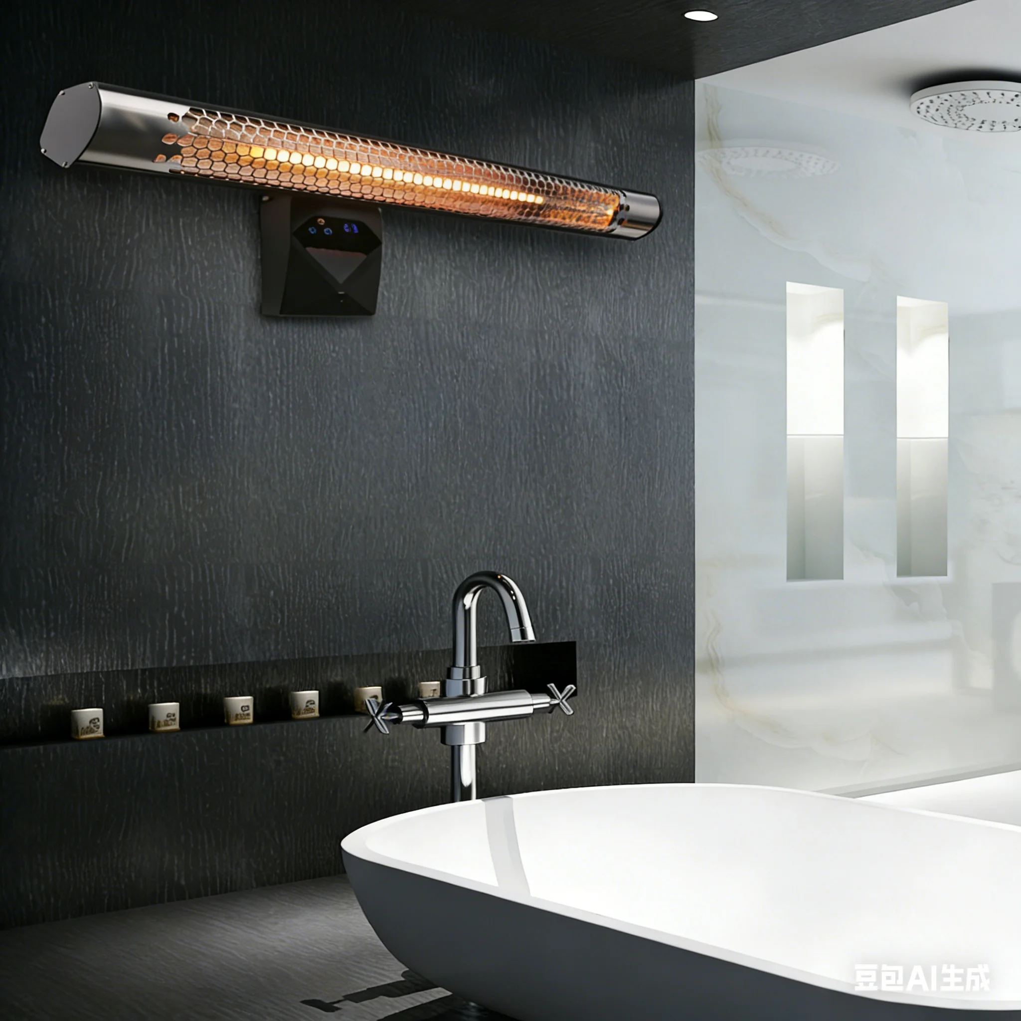 Wall-Mounted Metal Quartz Infrared Heater with Fast Heating and Waterproof Design for Bathtub & Shower Area