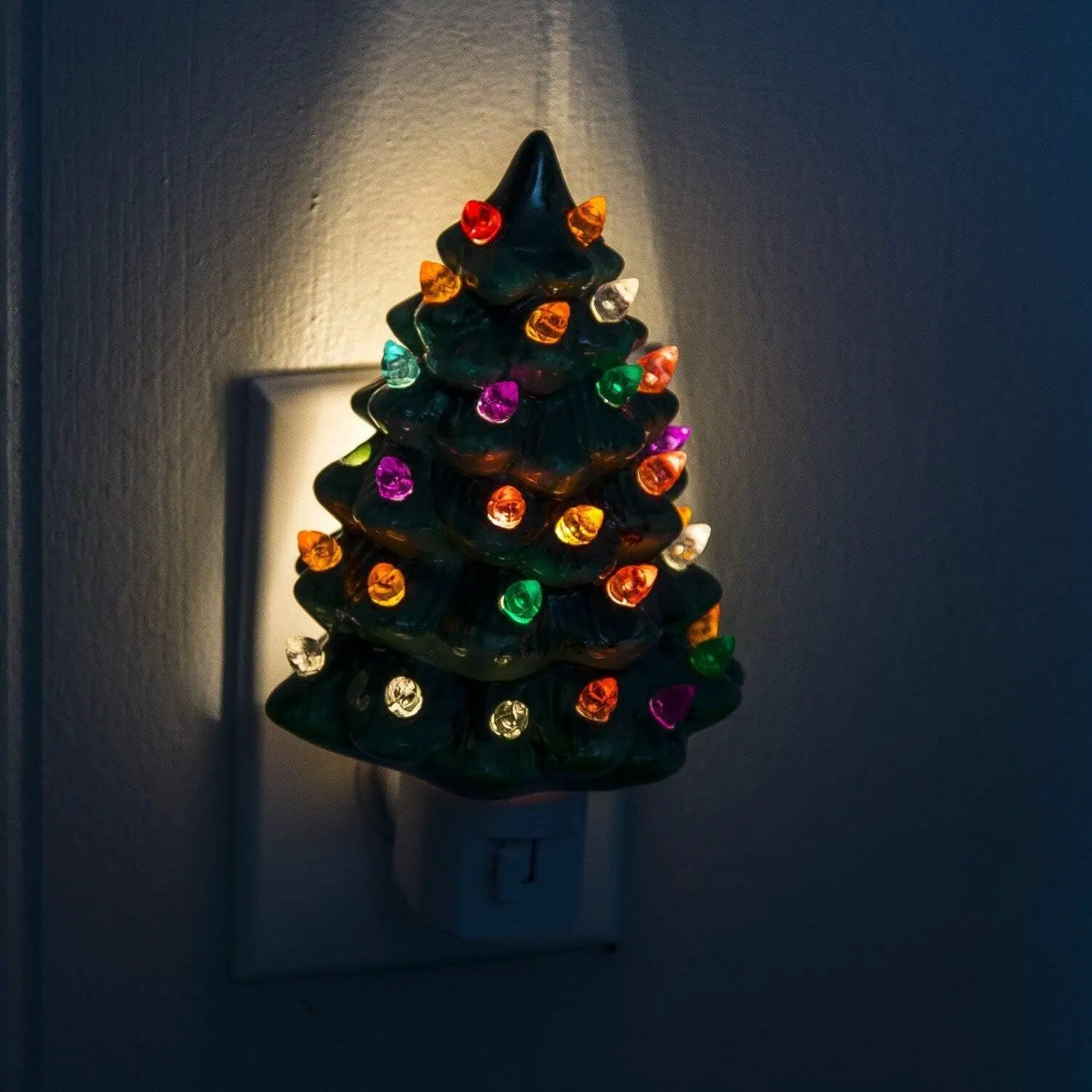 Christmas Tree Night Light Vintage Green Christmas Tree Wall Plug Night Light Two Colours Christmas Tree Bedside Lights