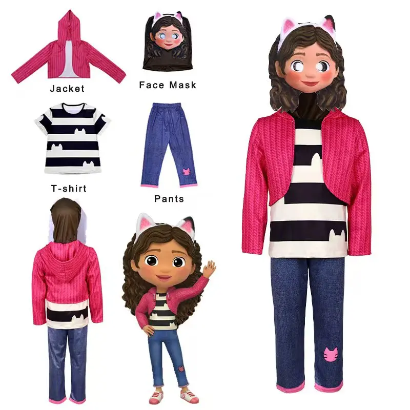 

Костюм кукольного домика Габби, платье для дня рождения для девочек, кукольный домик Габби, кошки, карнавальный костюм на Хэллоуин, детский наряд для ролевых игр