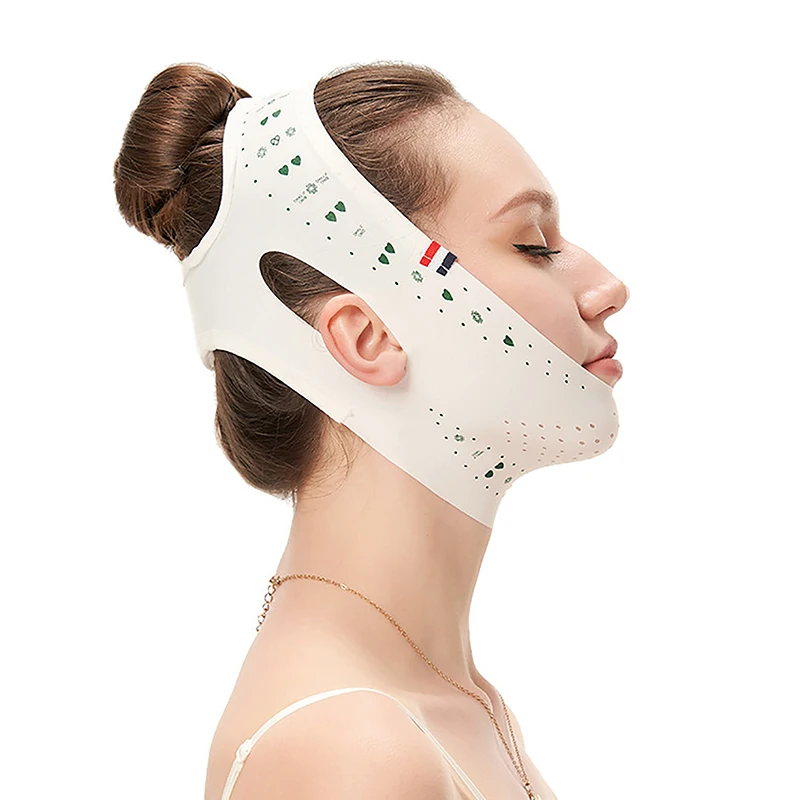 Ceinture amincissante pour le visage en V pour femmes, bandage facial pour les joues, bande de levage optimiste, sangle anti-déformle respirante, masque facial amincissant en forme de V