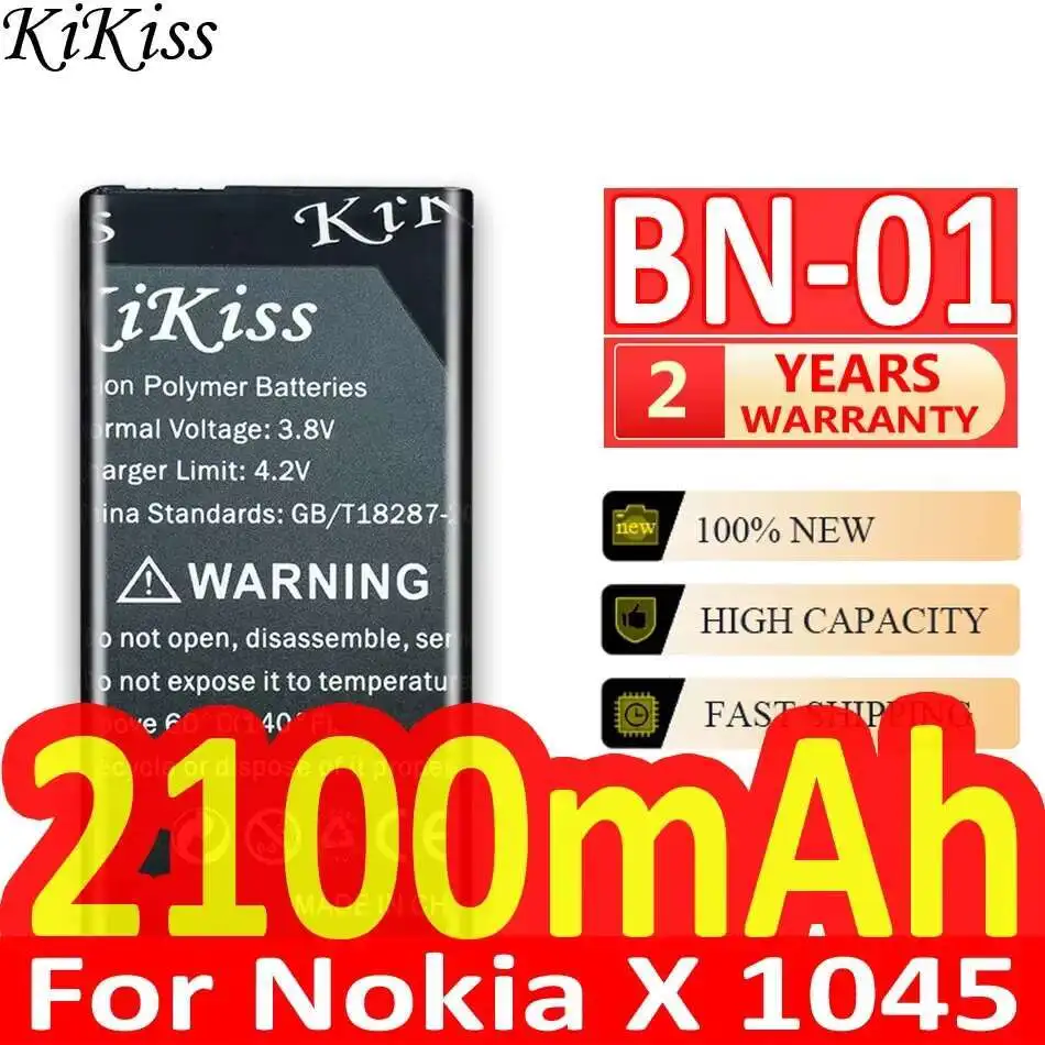 

For Nokia X 1045 RM-980 Normandy X2 X+ Plus 1013 X2DS BN 01 Long-Lasting Performance BN-01 2100Mah Mobile Phone Battery