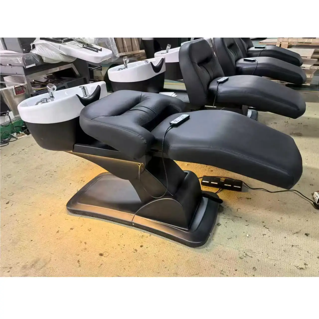Electric Recumbent Shampoo Chair - Professional Shampoo with Foot Control