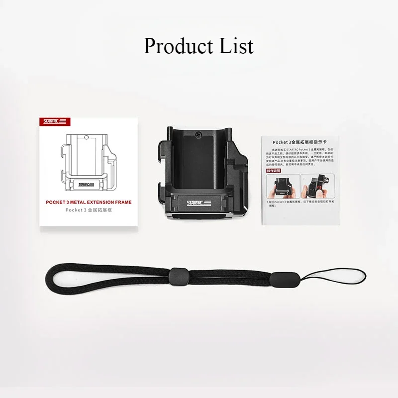 For DJI Osmo Pocket 3 Accessories Metal Extension Frame Multi-function Cage Bracket Quick-mount Adapter Base with Strap